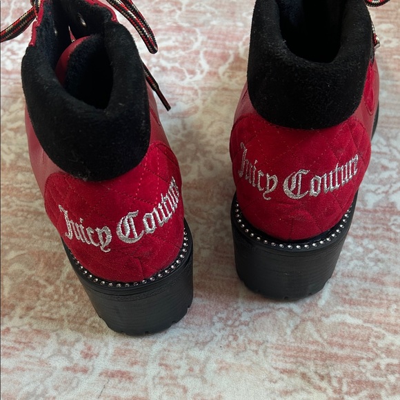 EUC Juicy Couture Red Lace-Up Boots with Black Trim - Picture 3 of 6